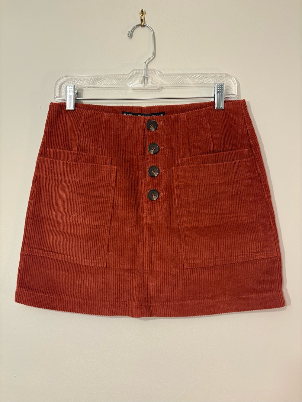 Hyfve Rust Corduroy Button-Front Mini Skirt — Size M 🍂
